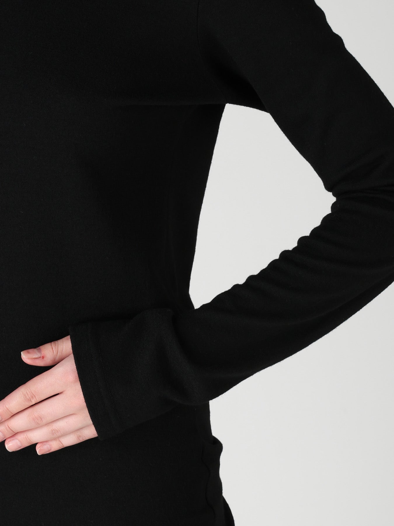WOOL MILLED WASHABLE JERSEY HIGH NECK PULLOVER