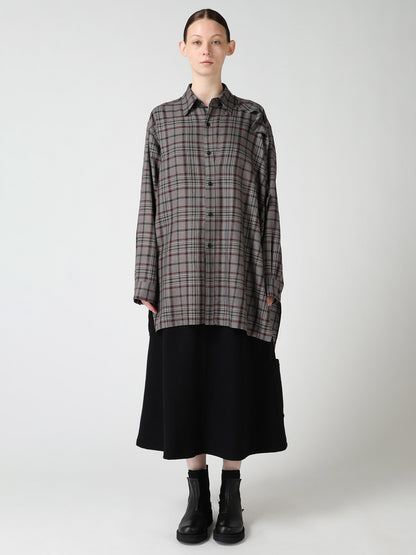 PLAID WASHER DOUBLE CLOTH BLOUSE