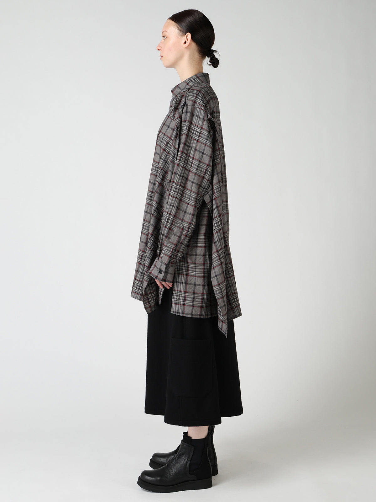 PLAID WASHER DOUBLE CLOTH BLOUSE