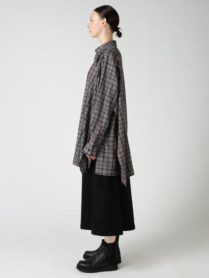 PLAID WASHER DOUBLE CLOTH BLOUSE