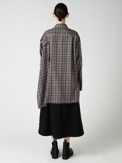 PLAID WASHER DOUBLE CLOTH BLOUSE