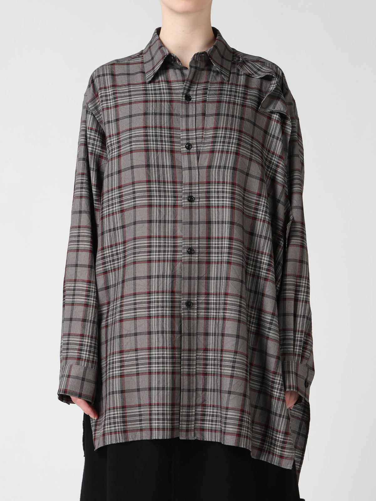 PLAID WASHER DOUBLE CLOTH BLOUSE