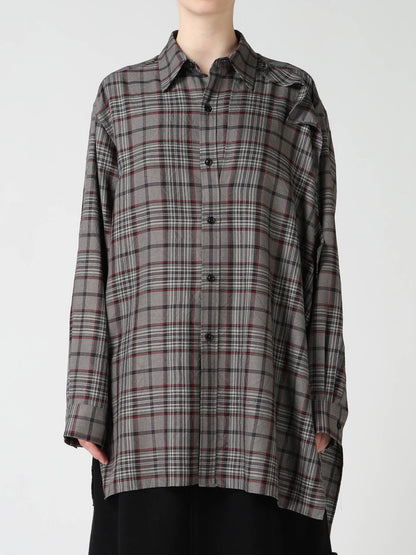 PLAID WASHER DOUBLE CLOTH BLOUSE