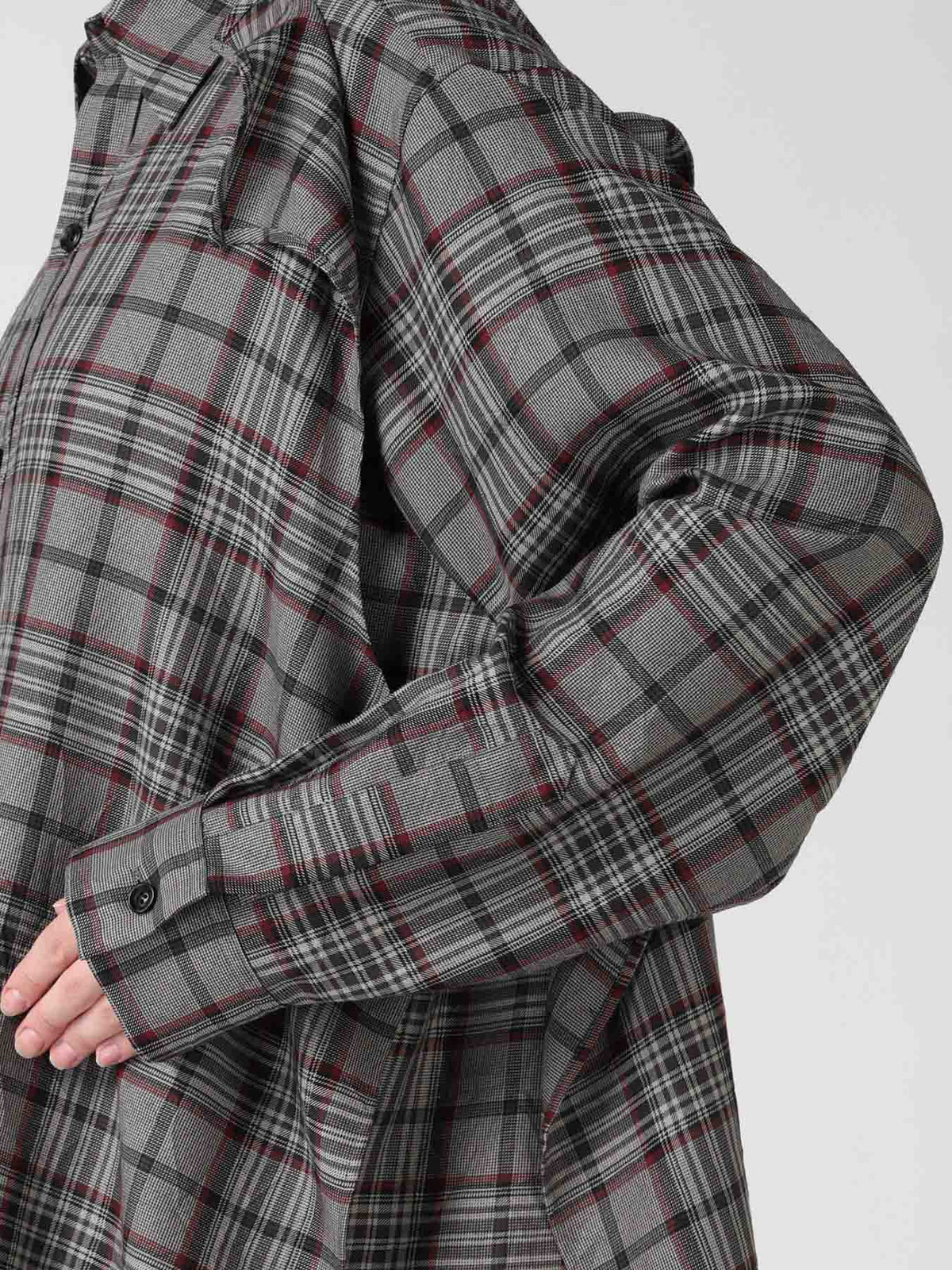 PLAID WASHER DOUBLE CLOTH BLOUSE