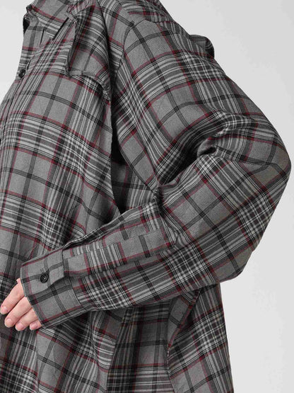 PLAID WASHER DOUBLE CLOTH BLOUSE
