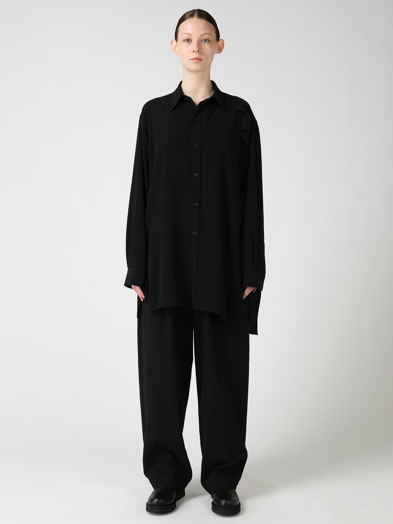 TA/PE CREPE DE CHINE FRONT DOUBLE CLOTH BLOUSE