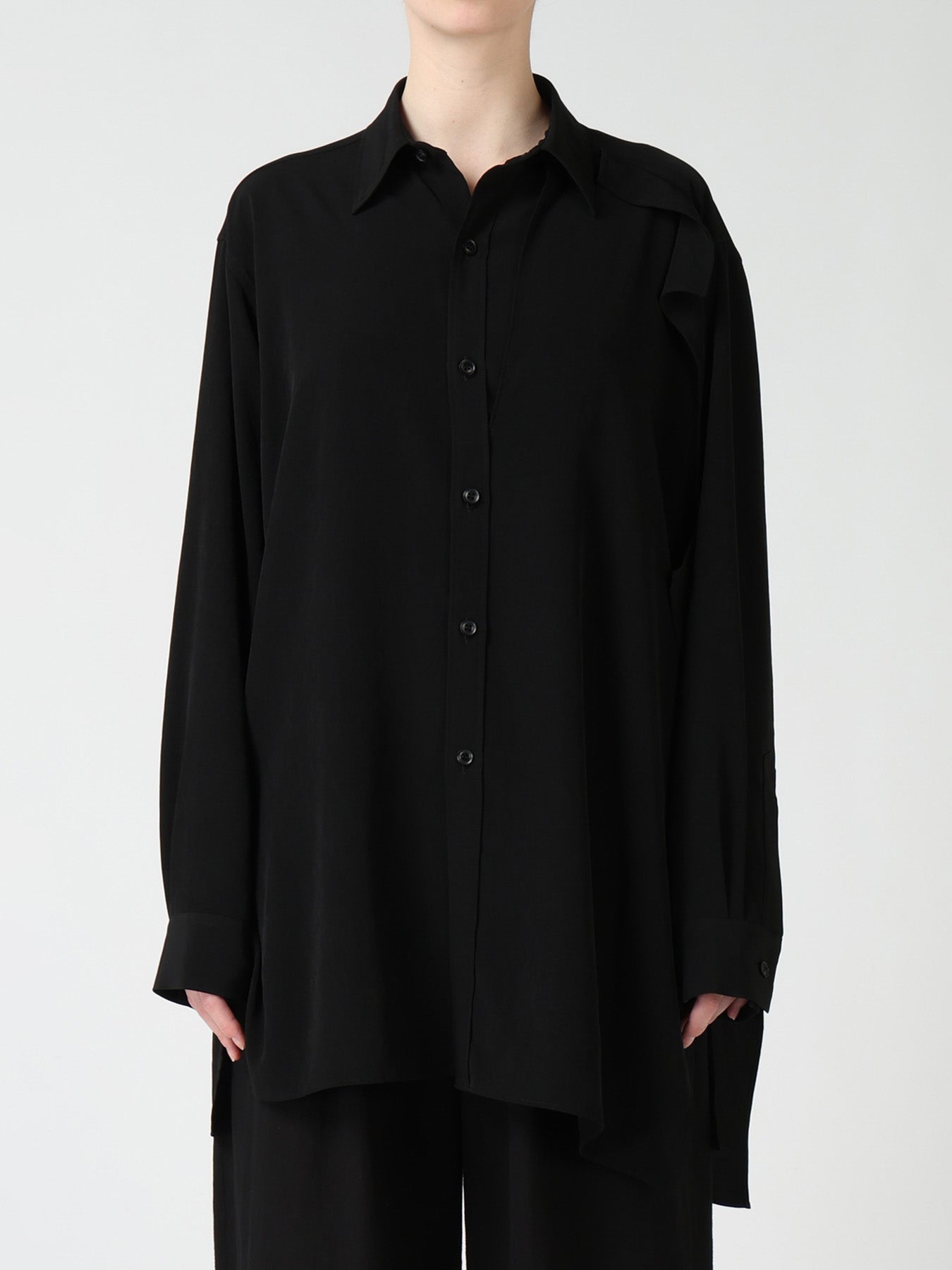 TA/PE CREPE DE CHINE FRONT DOUBLE CLOTH BLOUSE