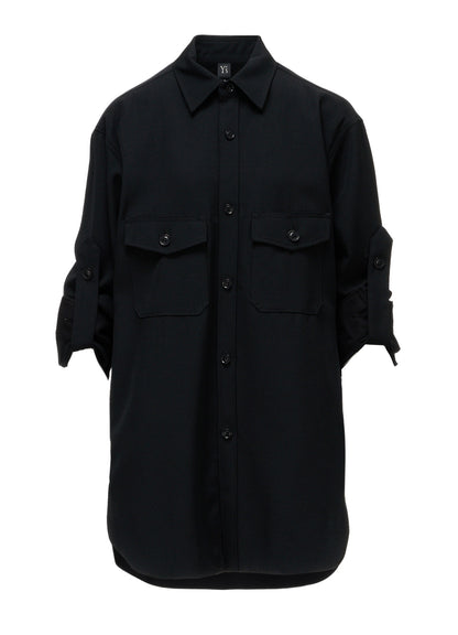 WOOL GABARDINE MILITARY SHIRT