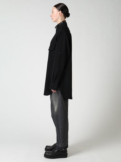 WOOL GABARDINE MILITARY SHIRT
