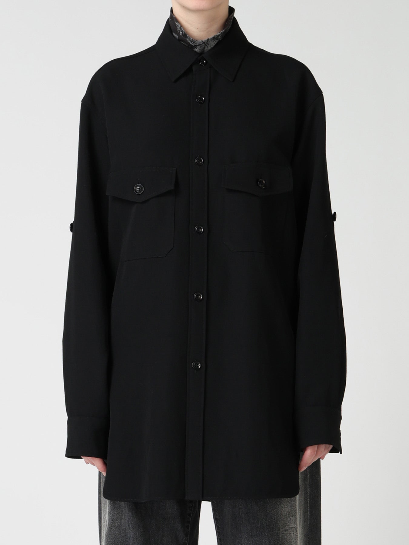 WOOL GABARDINE MILITARY SHIRT