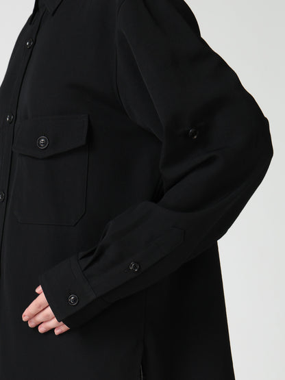 WOOL GABARDINE MILITARY SHIRT