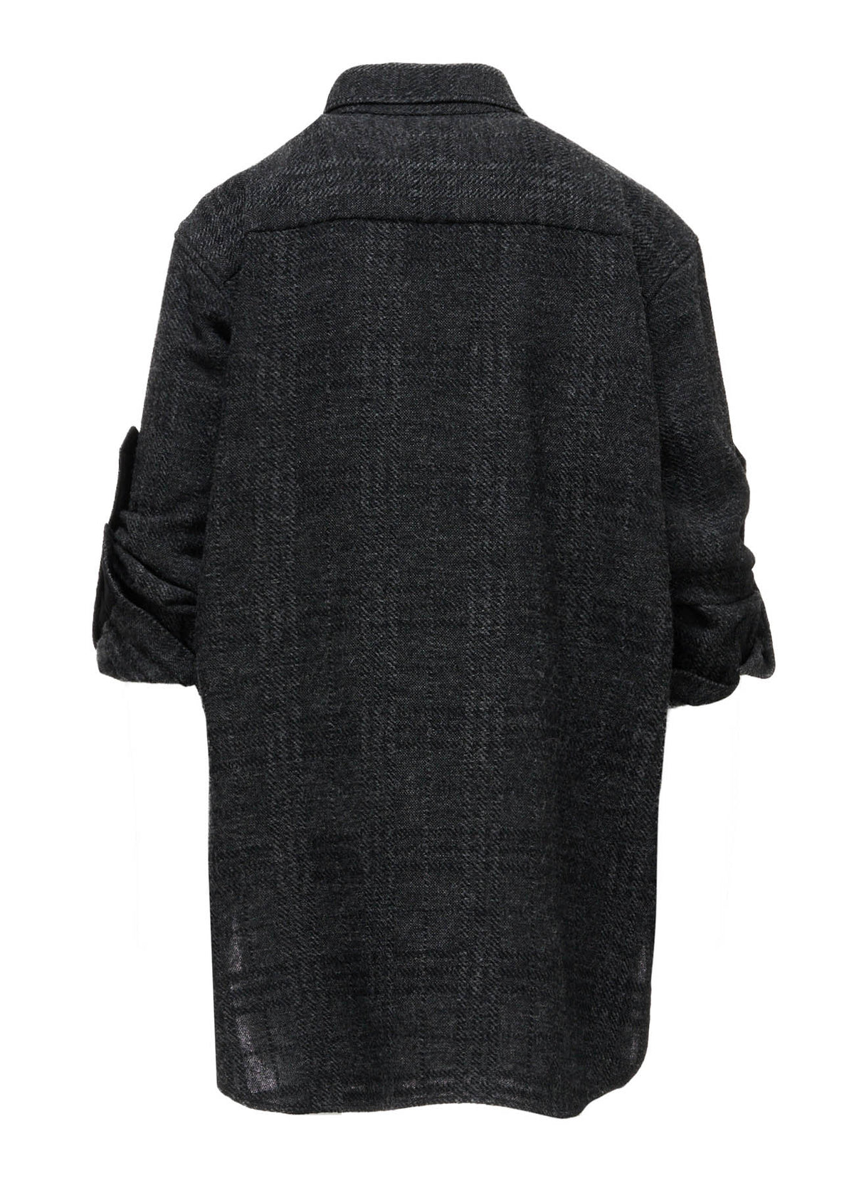 WOOL BLEND PLAID MILITARY SHIRT