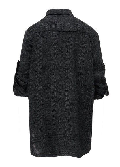 WOOL BLEND PLAID MILITARY SHIRT