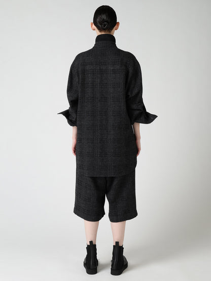 WOOL BLEND PLAID MILITARY SHIRT
