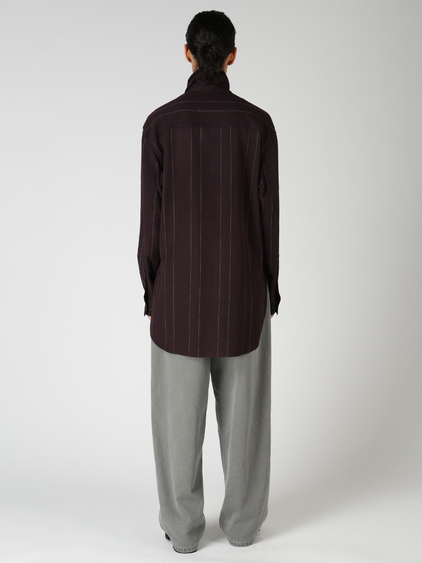PINSTRIPE BOW-NECK SHIRT