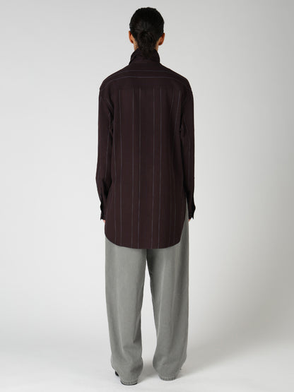 PINSTRIPE BOW-NECK SHIRT