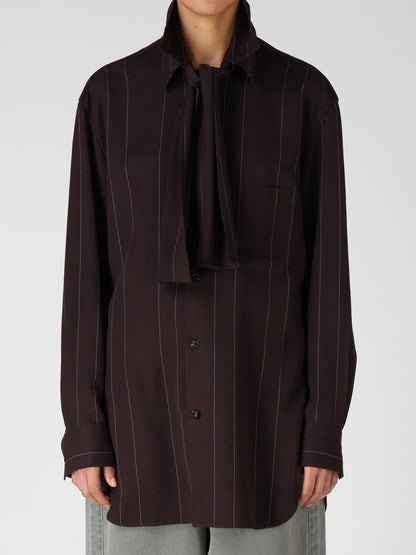 PINSTRIPE BOW-NECK SHIRT