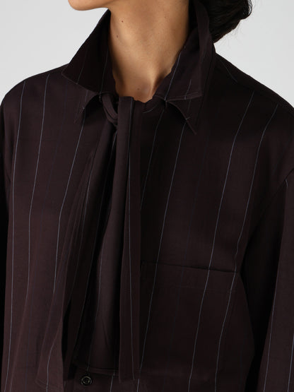 PINSTRIPE BOW-NECK SHIRT