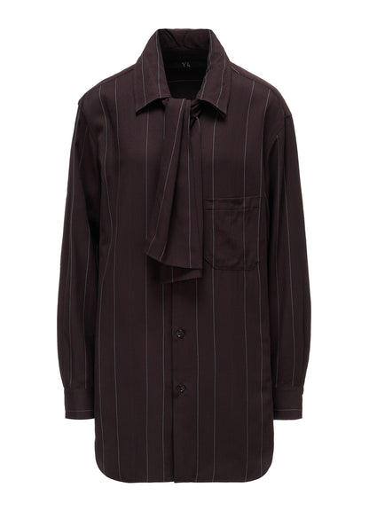 PINSTRIPE BOW-NECK SHIRT