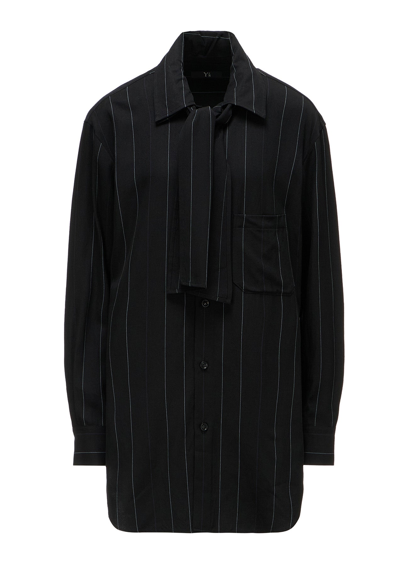 PINSTRIPE BOW-NECK SHIRT