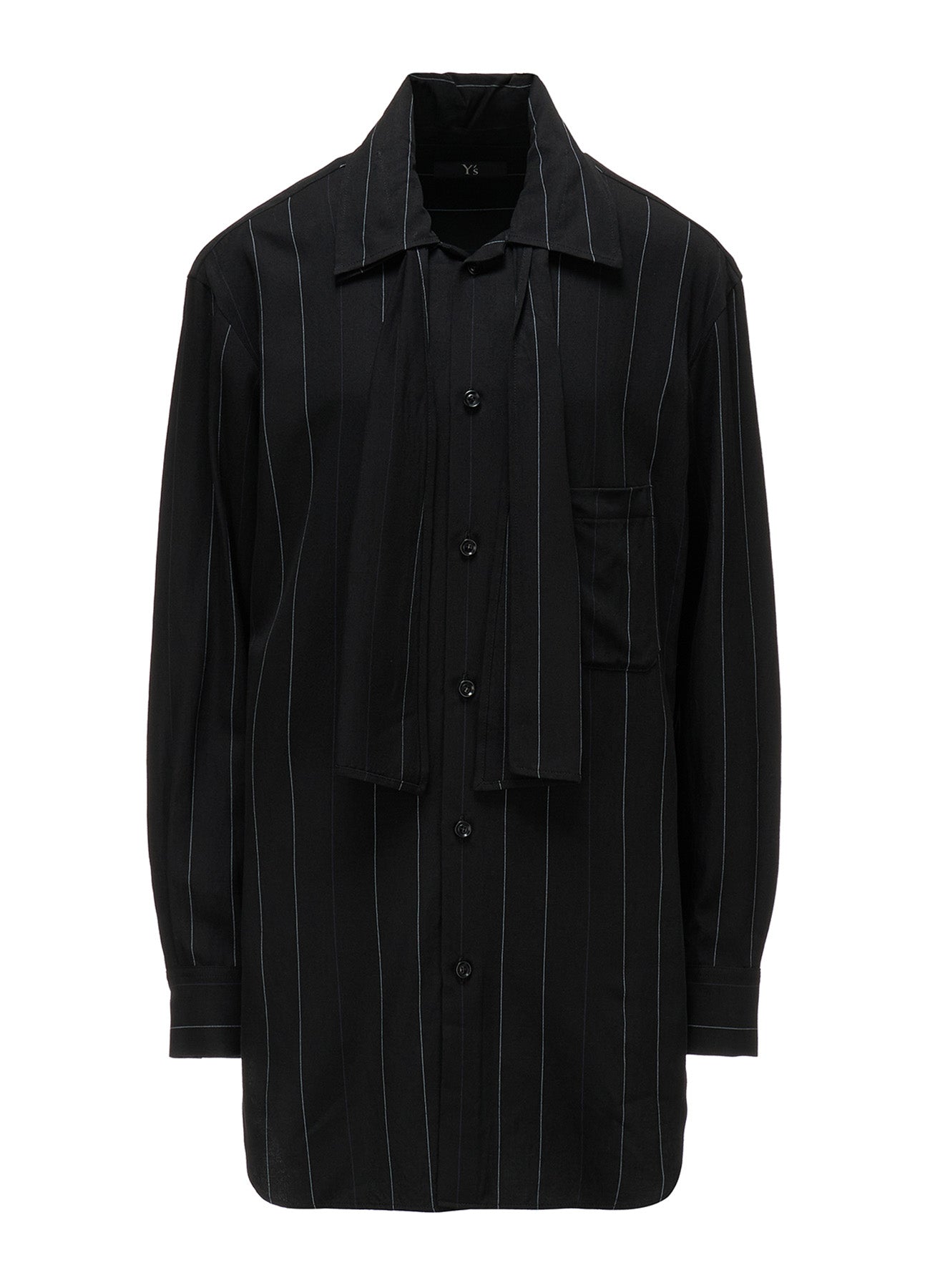 PINSTRIPE BOW-NECK SHIRT