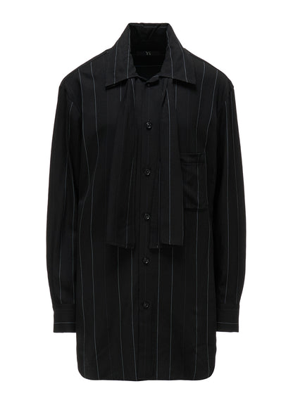 PINSTRIPE BOW-NECK SHIRT