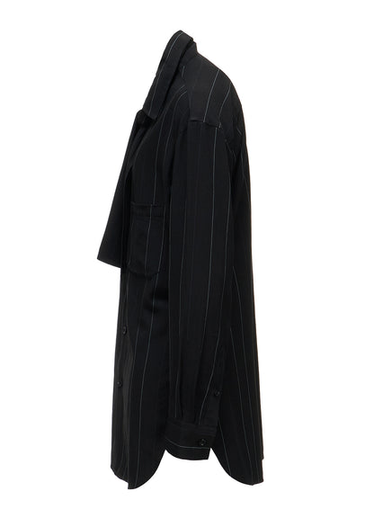 PINSTRIPE BOW-NECK SHIRT