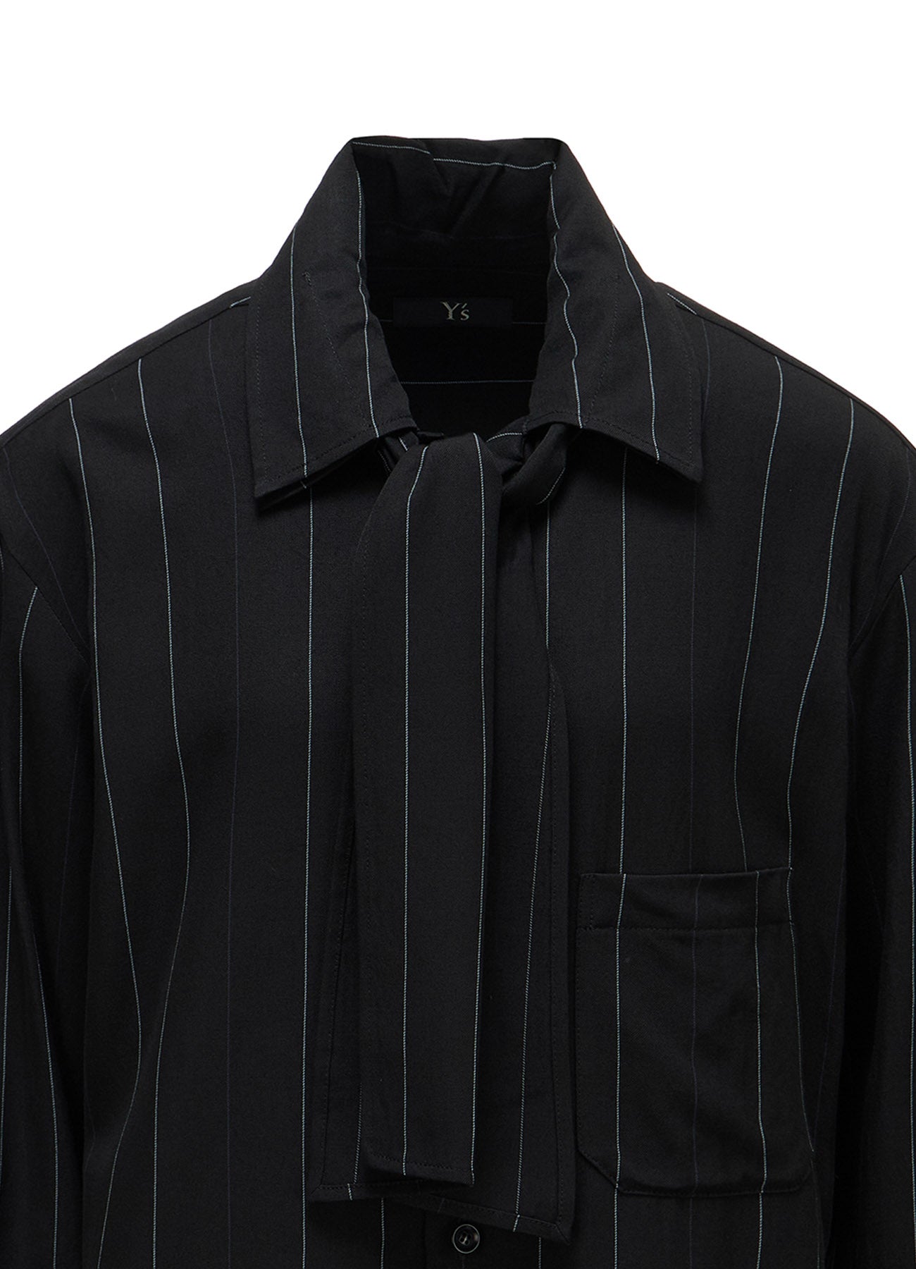 PINSTRIPE BOW-NECK SHIRT