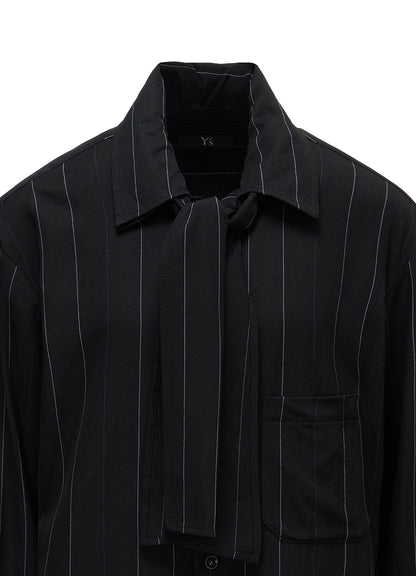 PINSTRIPE BOW-NECK SHIRT