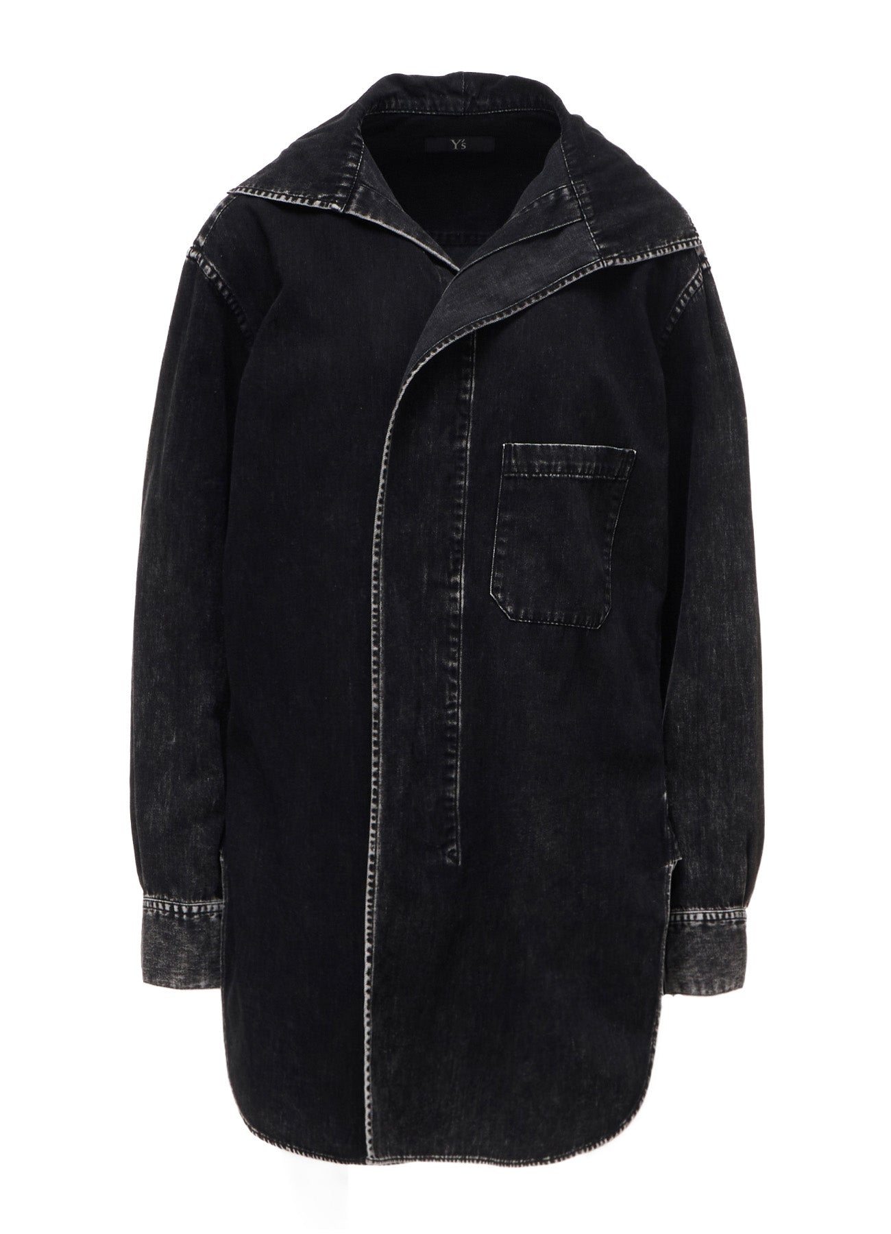 6OZ DENIM CHEMICAL WASH SAILOR COLLAR SHIRT
