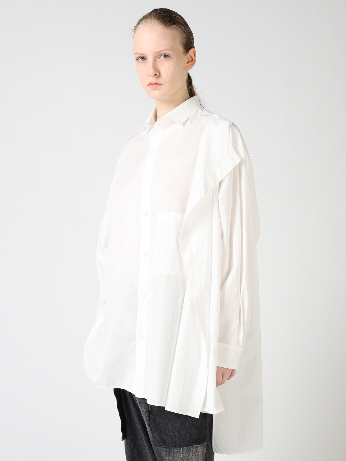 100/2 COTTON BROAD DOUBLE-LAYER BLOUSE