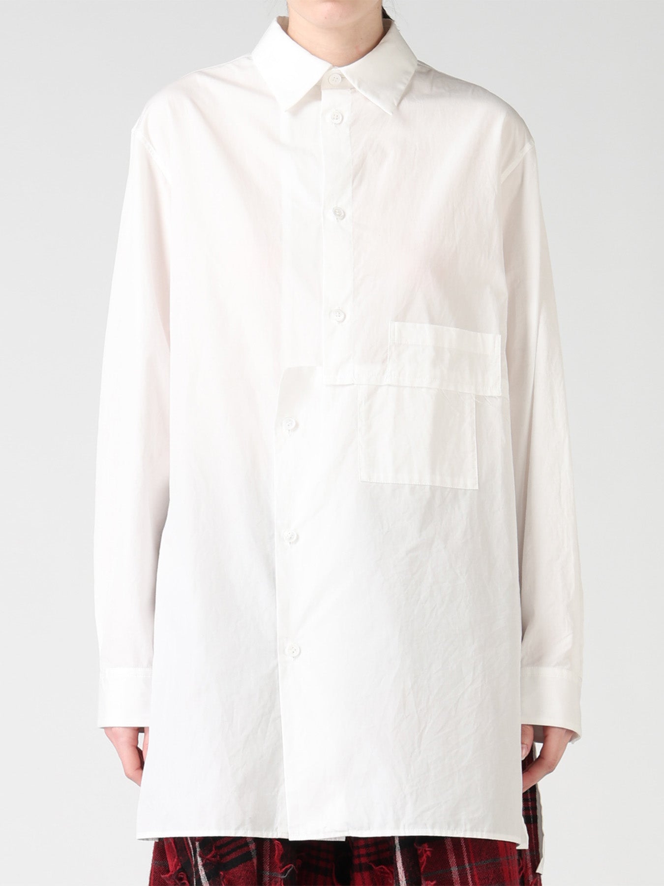 100/2 COTTON BROAD SHIFTED PANEL BLOUSE