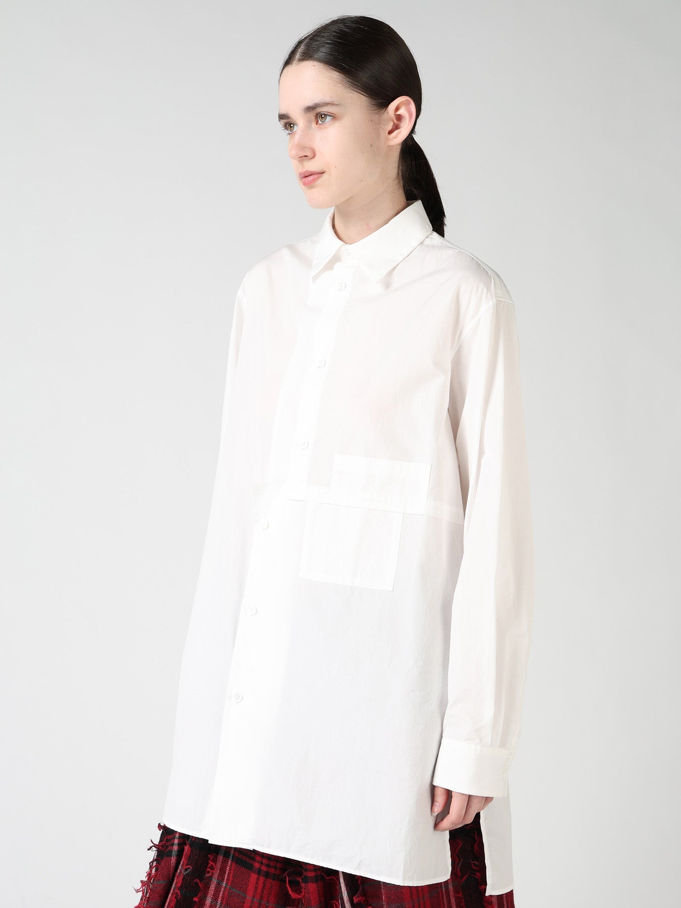 100/2 COTTON BROAD SHIFTED PANEL BLOUSE