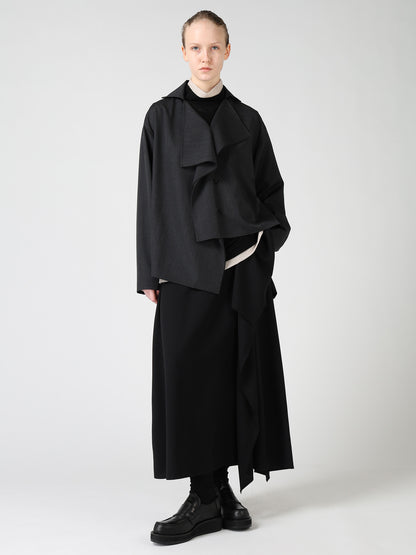WOOL GABARDINE DRAPE BLOUSE