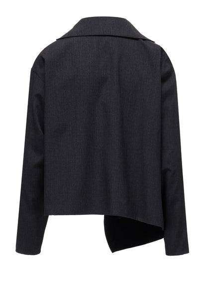 WOOL GABARDINE DRAPE BLOUSE