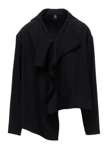 WOOL GABARDINE DRAPE BLOUSE