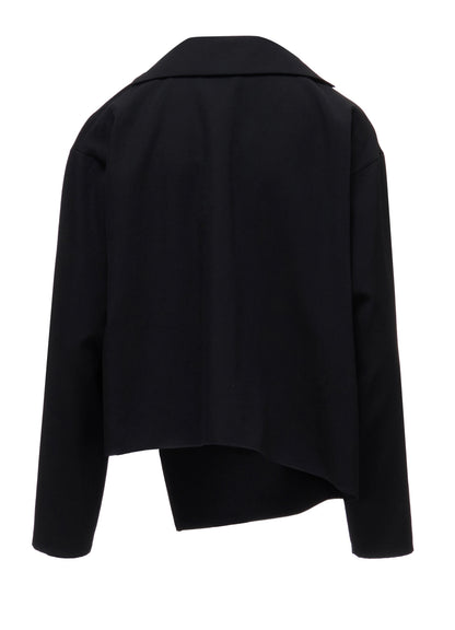 WOOL GABARDINE DRAPE BLOUSE