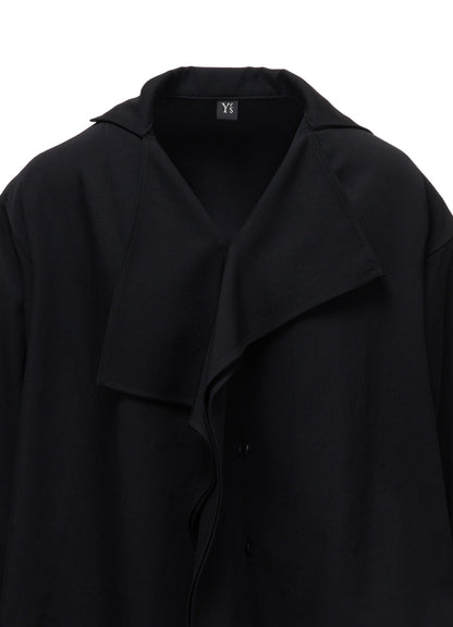 WOOL GABARDINE DRAPE BLOUSE