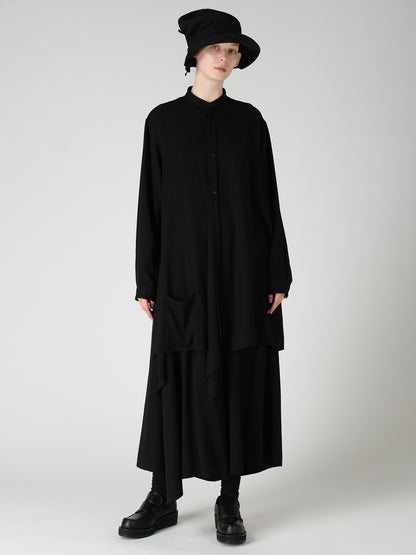 VISCOSE/TRIACETATE BLEND STAND COLLAR ASYMMETRIC BLOUSE