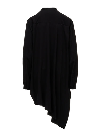 VISCOSE/TRIACETATE BLEND STAND COLLAR ASYMMETRIC BLOUSE