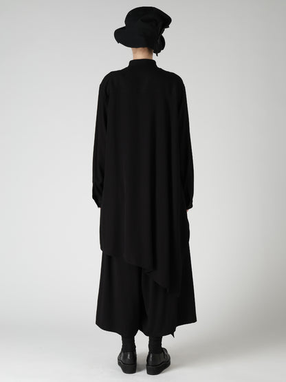 VISCOSE/TRIACETATE BLEND STAND COLLAR ASYMMETRIC BLOUSE
