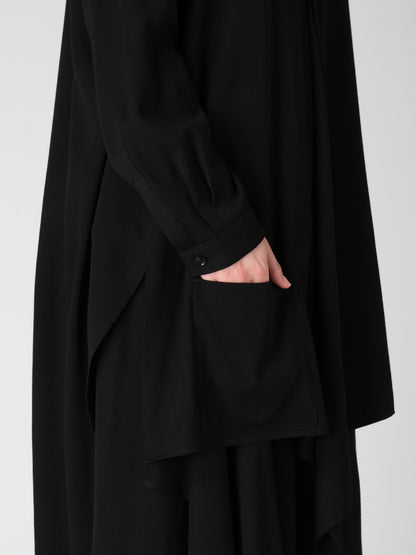 VISCOSE/TRIACETATE BLEND STAND COLLAR ASYMMETRIC BLOUSE