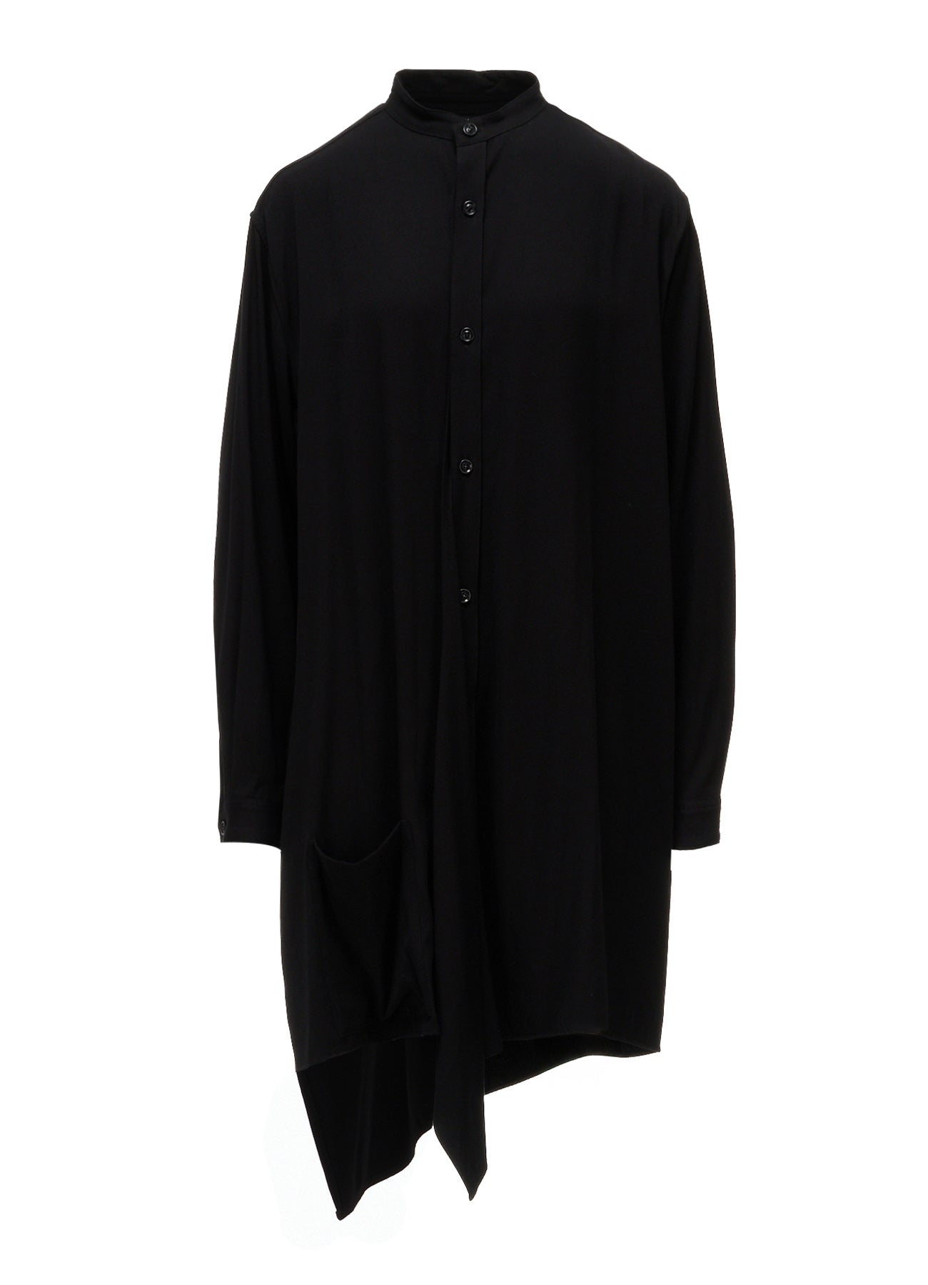 VISCOSE/TRIACETATE BLEND STAND COLLAR ASYMMETRIC BLOUSE – THE SHOP