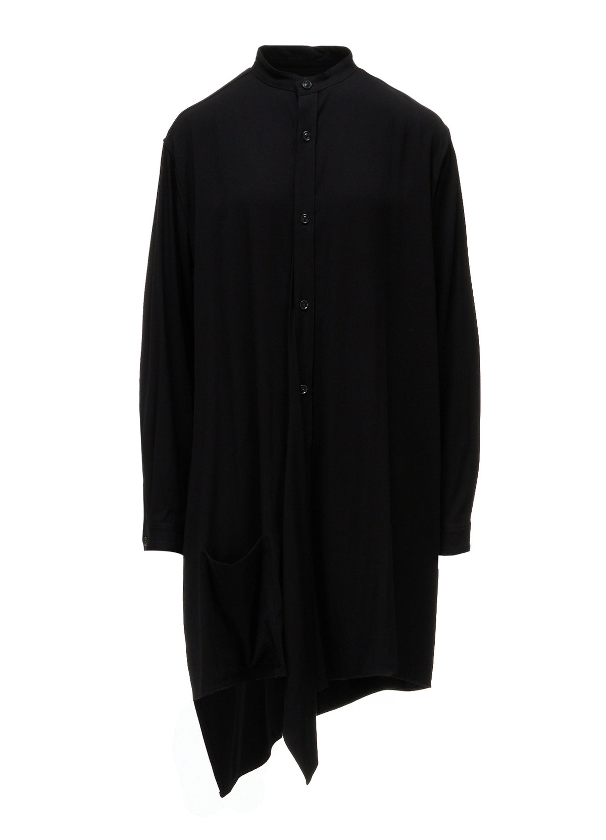 VISCOSE/TRIACETATE BLEND STAND COLLAR ASYMMETRIC BLOUSE