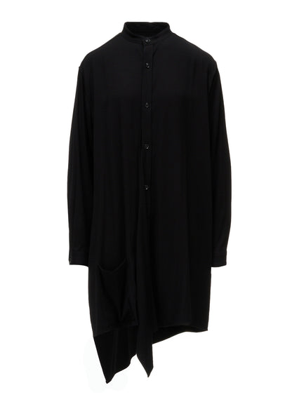 VISCOSE/TRIACETATE BLEND STAND COLLAR ASYMMETRIC BLOUSE
