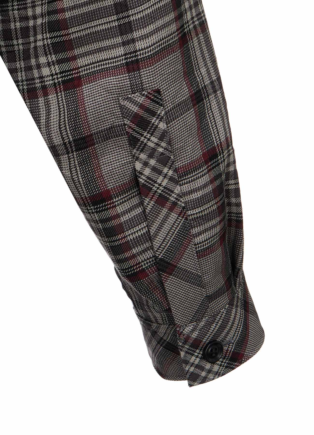 PLAID WASHER STAND COLLAR ASYMMETRIC BLOUSE