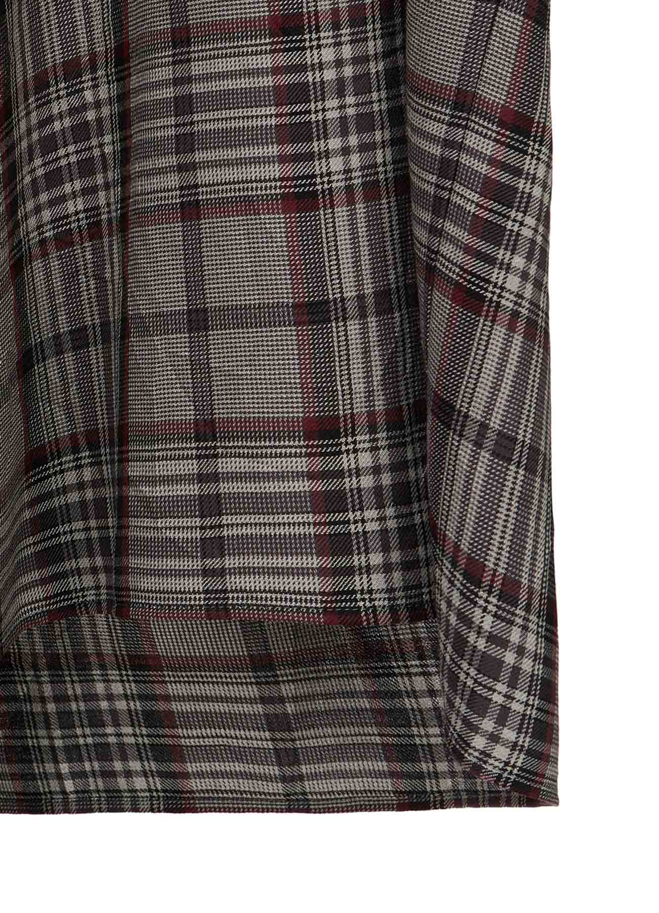 PLAID WASHER STAND COLLAR ASYMMETRIC BLOUSE