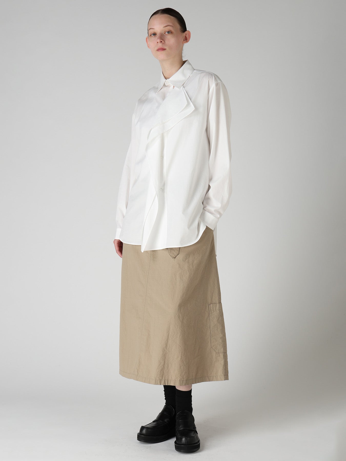 100/2 COTTON BROAD DOUBLE-FRONT GATHERED BLOUSE