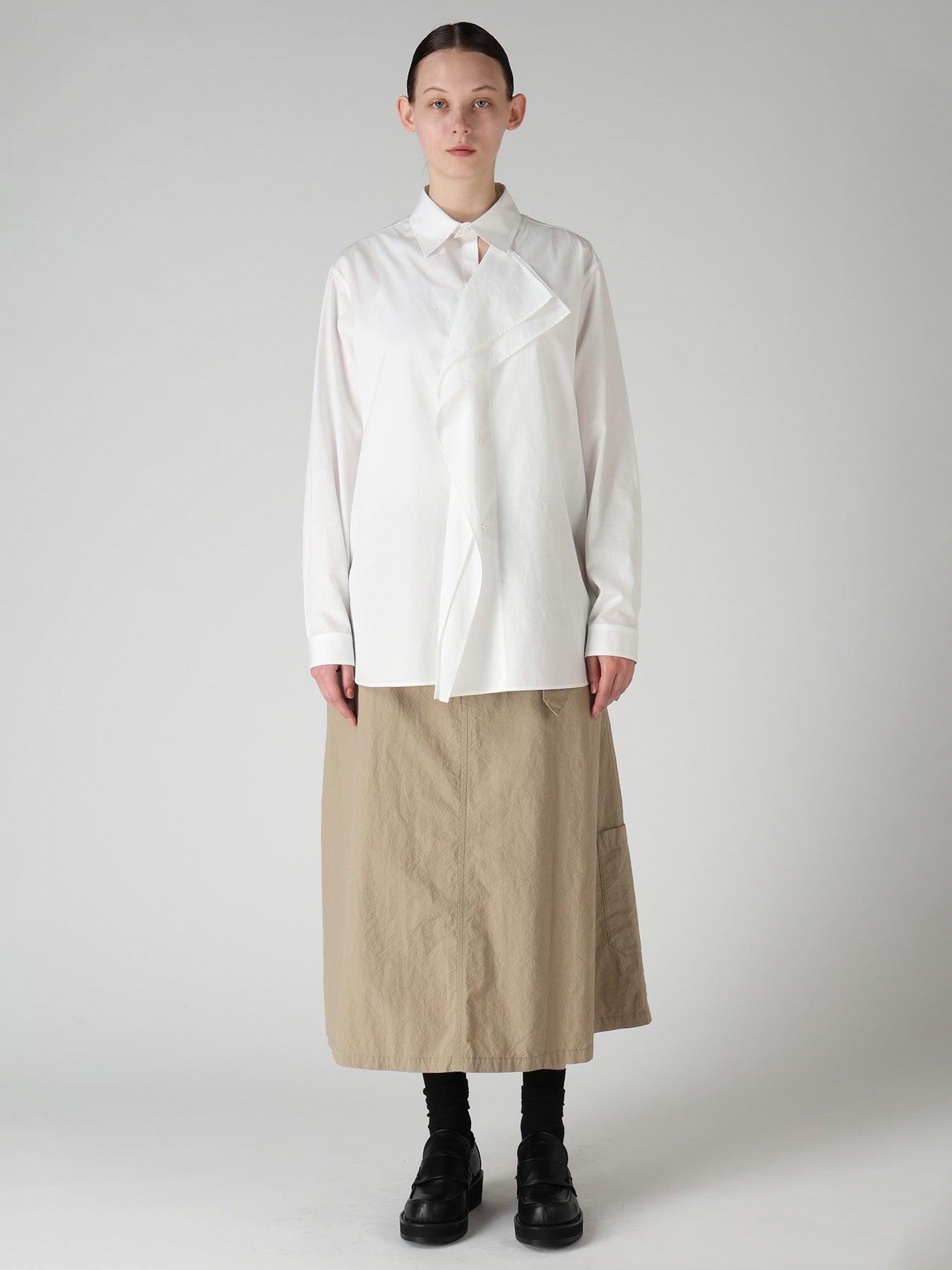 100/2 COTTON BROAD DOUBLE-FRONT GATHERED BLOUSE