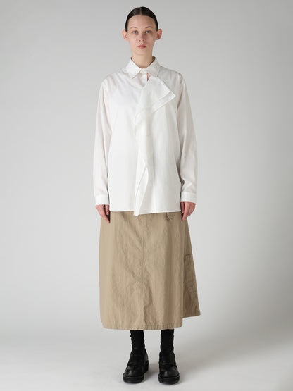 100/2 COTTON BROAD DOUBLE-FRONT GATHERED BLOUSE